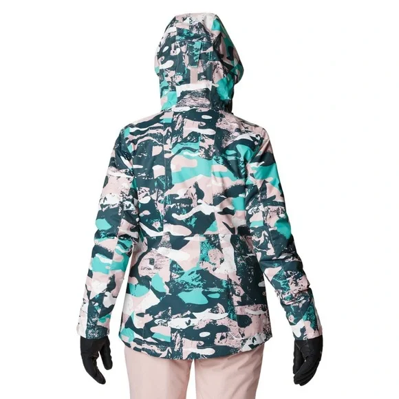 Women's columbia Teal & Pink Printed Insulated Winter Jacket size XL - Picture 2 of 10